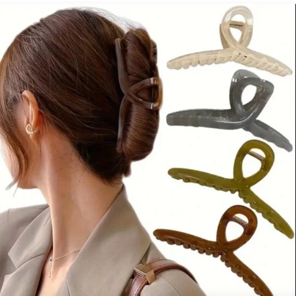 NEW ONE 5” hair claw clip, color choices: cream, Army green, grey, brown - Picture 2 of 7